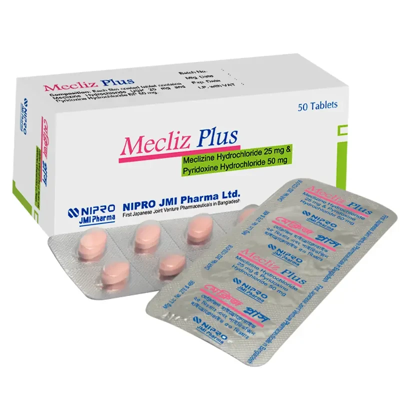Pack Image: Mecliz Plus 25 mg Tablet (5 x 10)
