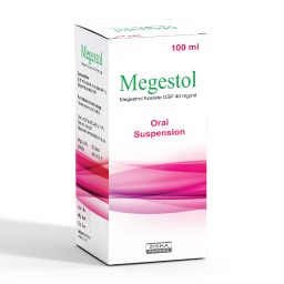 Pack Image: Megestol 200 mg Suspension (100 ml bottle)