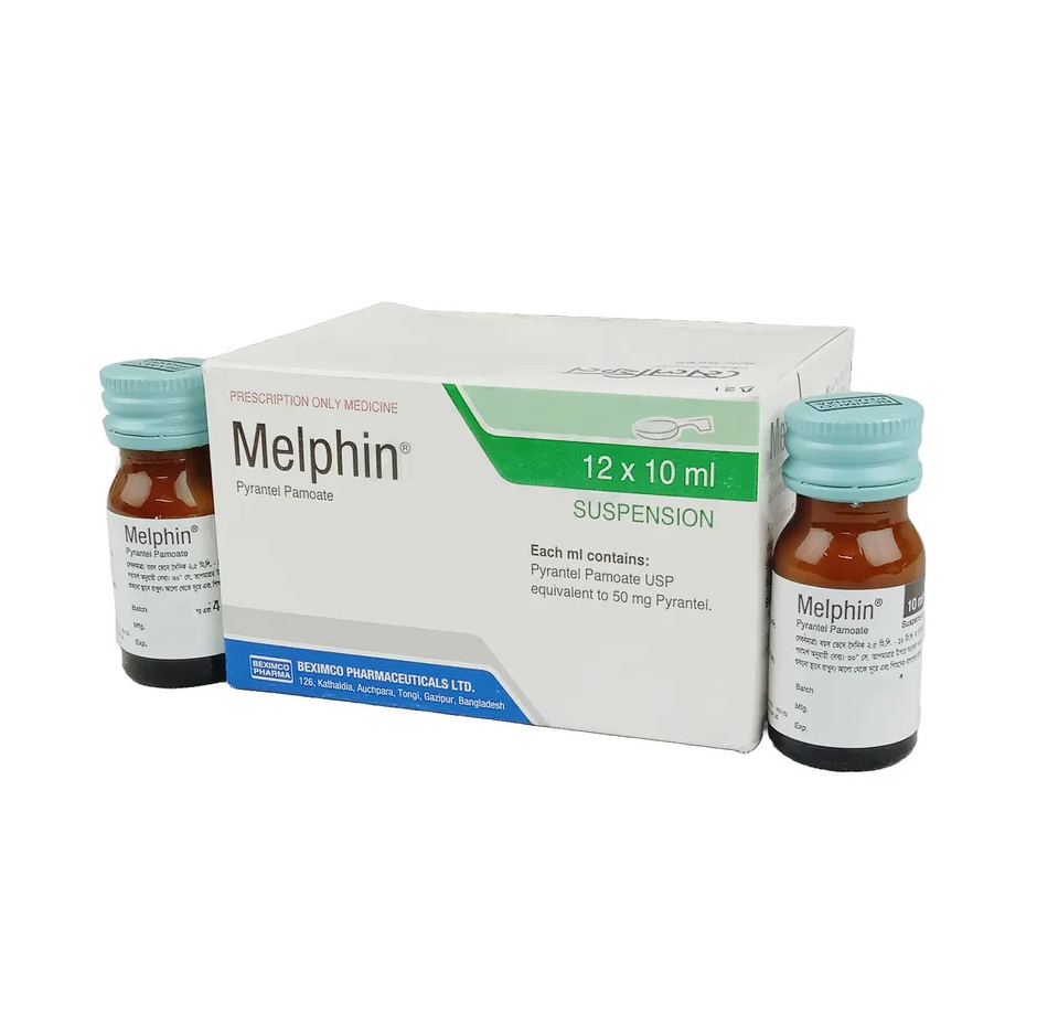 Pack Image: Melphin 50 mg Suspension (10 ml bottle)