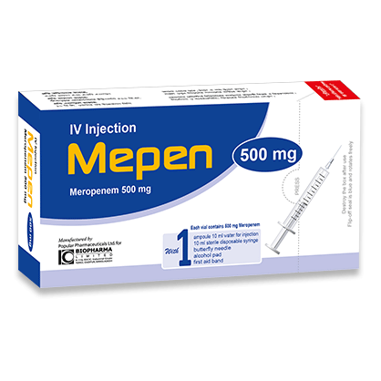 Pack Image: Mepen 500 mg Injection (500 mg vial)