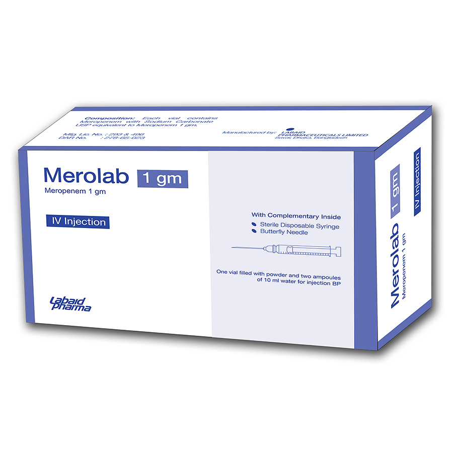 Pack Image: Merolab 1 gm Injection (1 gm vial)