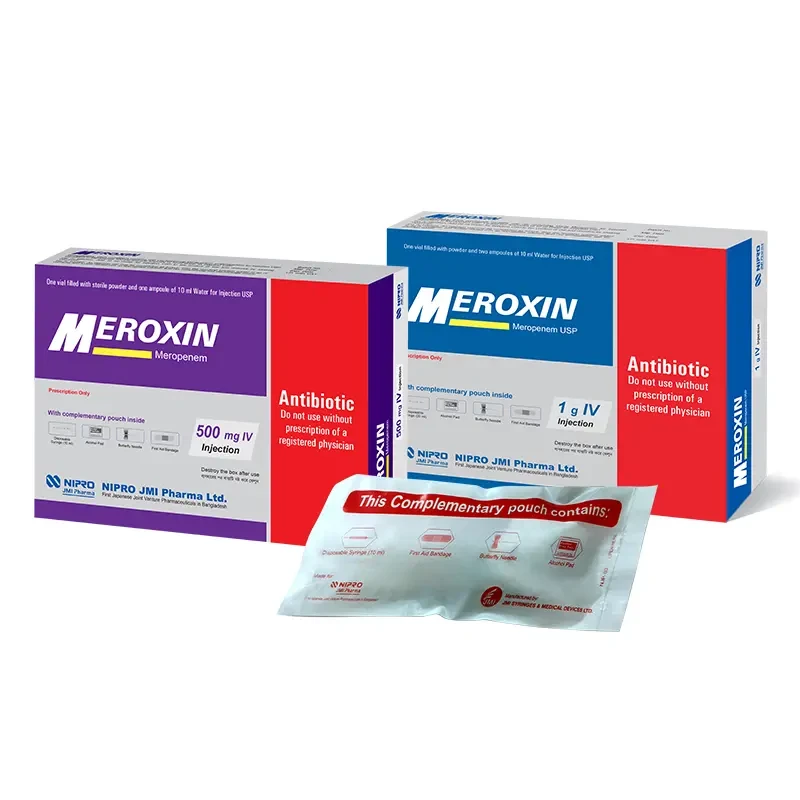 Pack Image: Meroxin 500 mg Injection (500 mg vial)