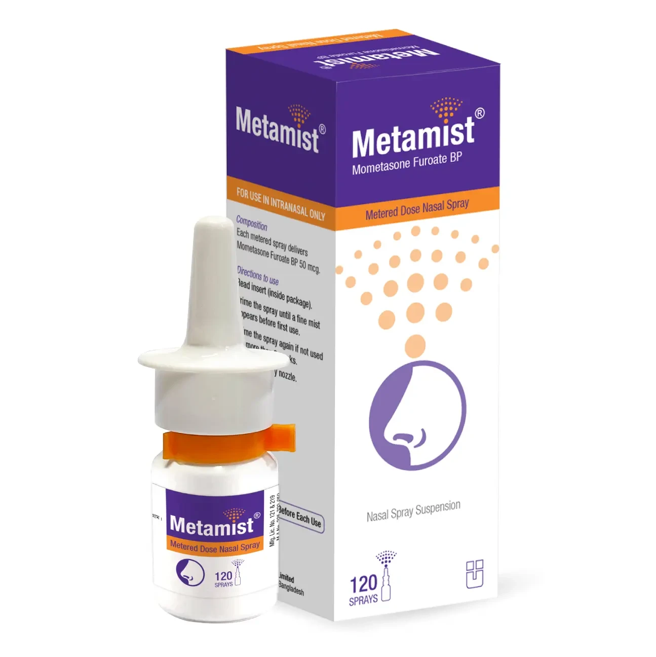 Pack Image: Metamist 50 mcg Nasal Spray (120 metered sprays)