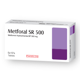 Pack Image: Metforal SR 500 mg Tablet (5 x 10)
