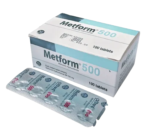 Pack Image: Metform 500 mg Tablet (10 x 10)