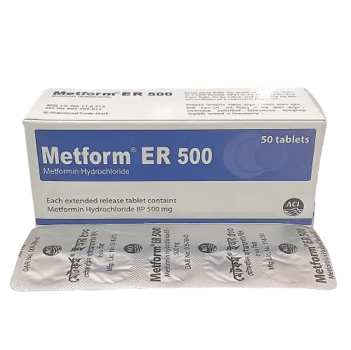 Pack Image: Metform ER 500 mg Tablet (5 x 10)