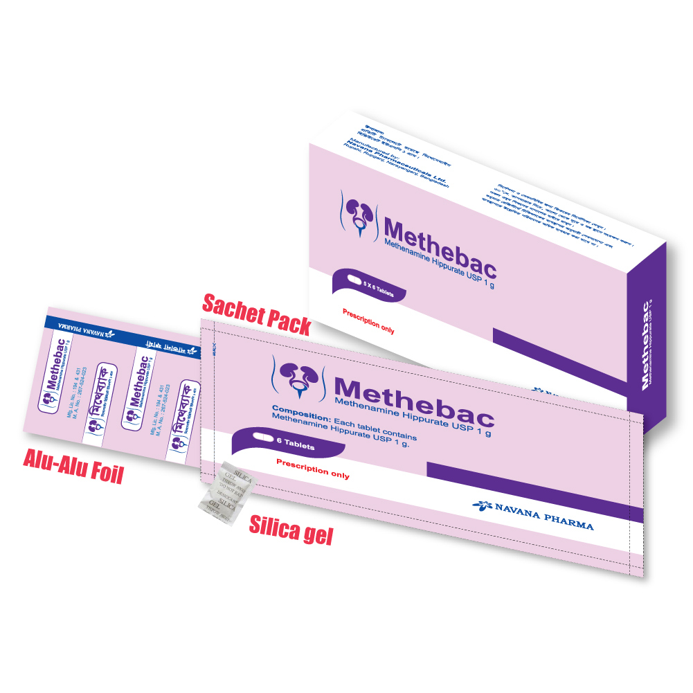 Pack Image: Methebac 1 gm Tablet (3 x 10)