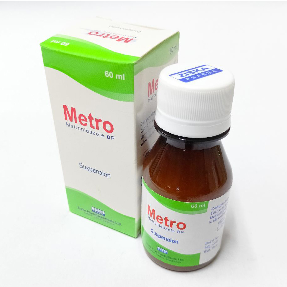 Pack Image: Metro 200 mg Suspension (60 ml bottle)
