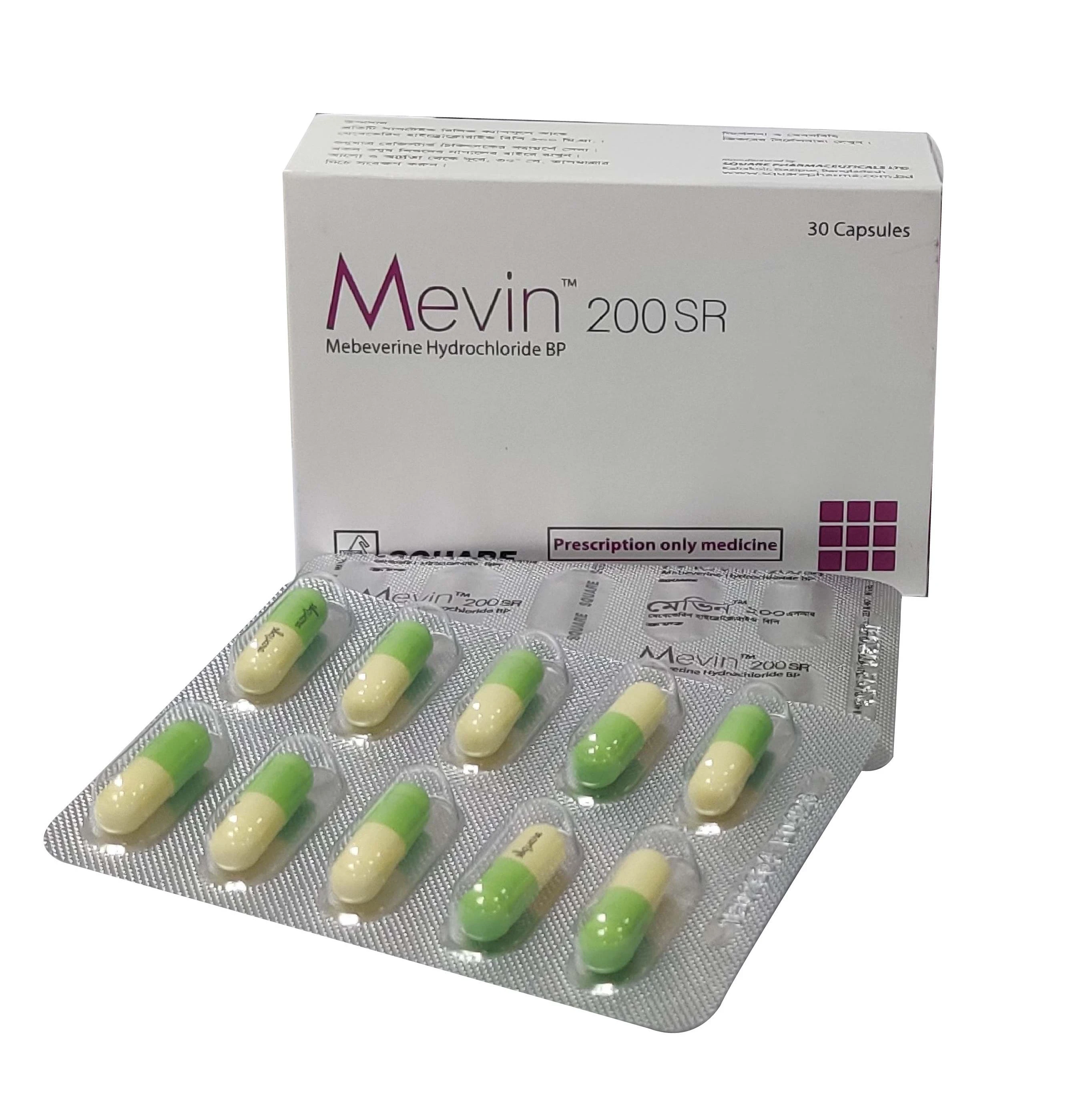 Pack Image: Mevin SR 200 mg Capsule (3 x 10)