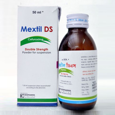 Pack Image: Mextil DS 250 mg Suspension (50 ml bottle)
