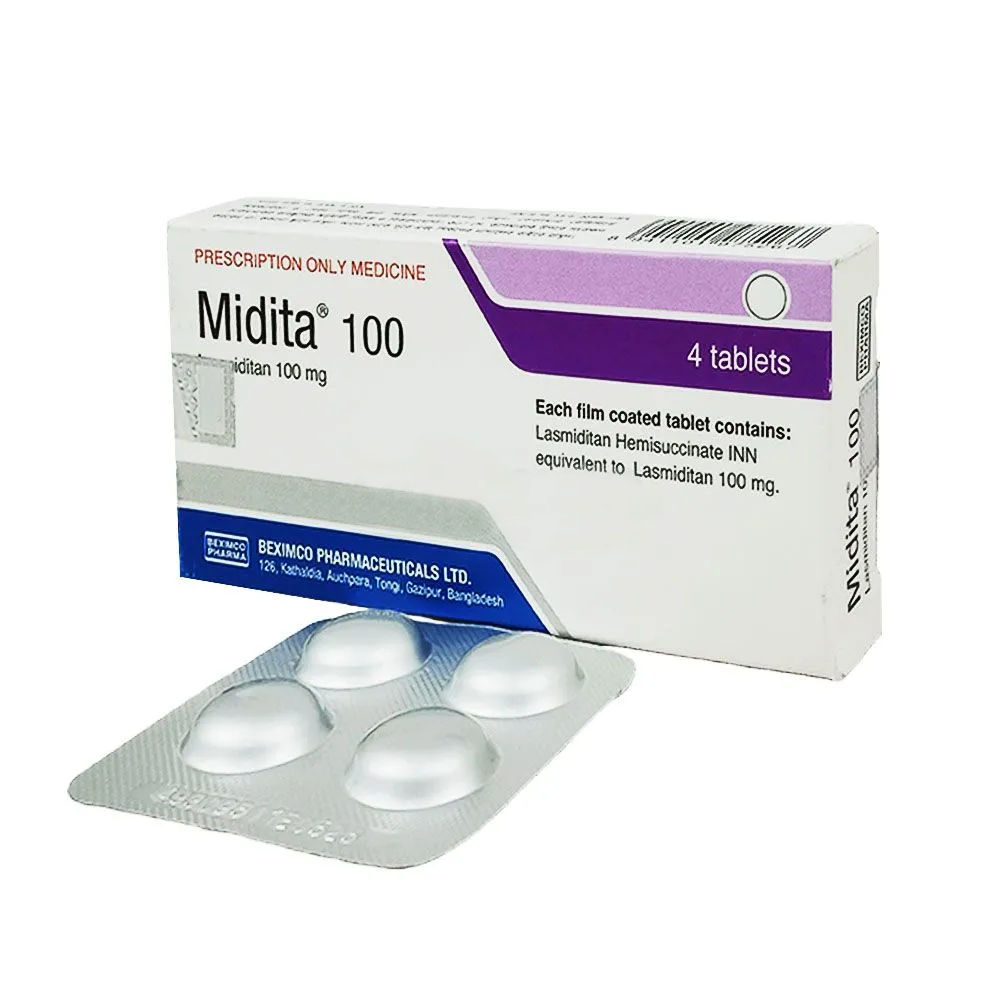 Pack Image: Midita 100 mg Tablet (1 x 4)