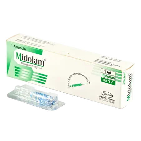 Pack Image: Midolam 5 mg Injection (1 ml ampoule)