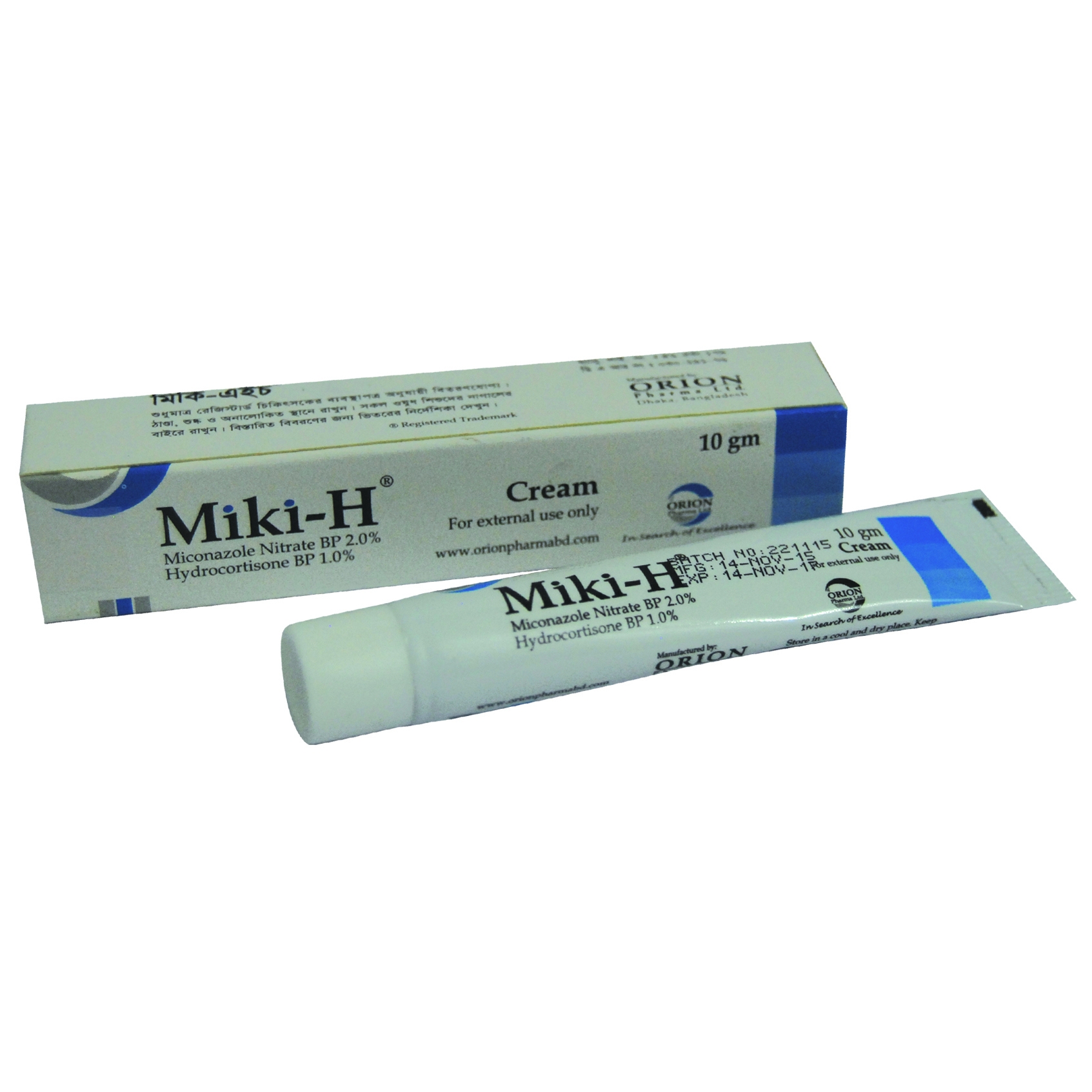 Pack Image: Miki-H 2% 1% Cream (10 gm tube)