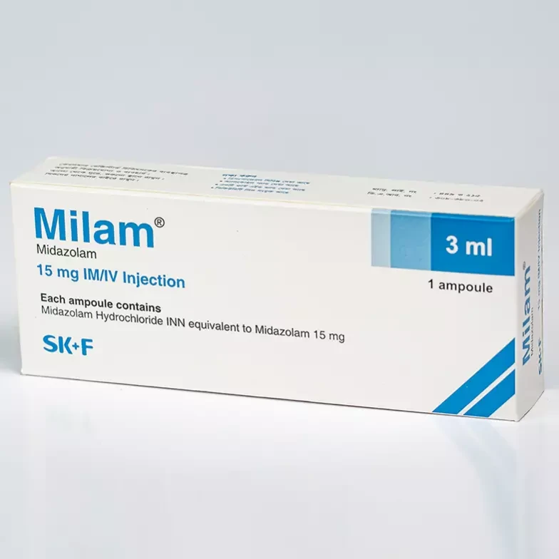 Pack Image: Milam 15 mg Injection (3 ml ampoule)