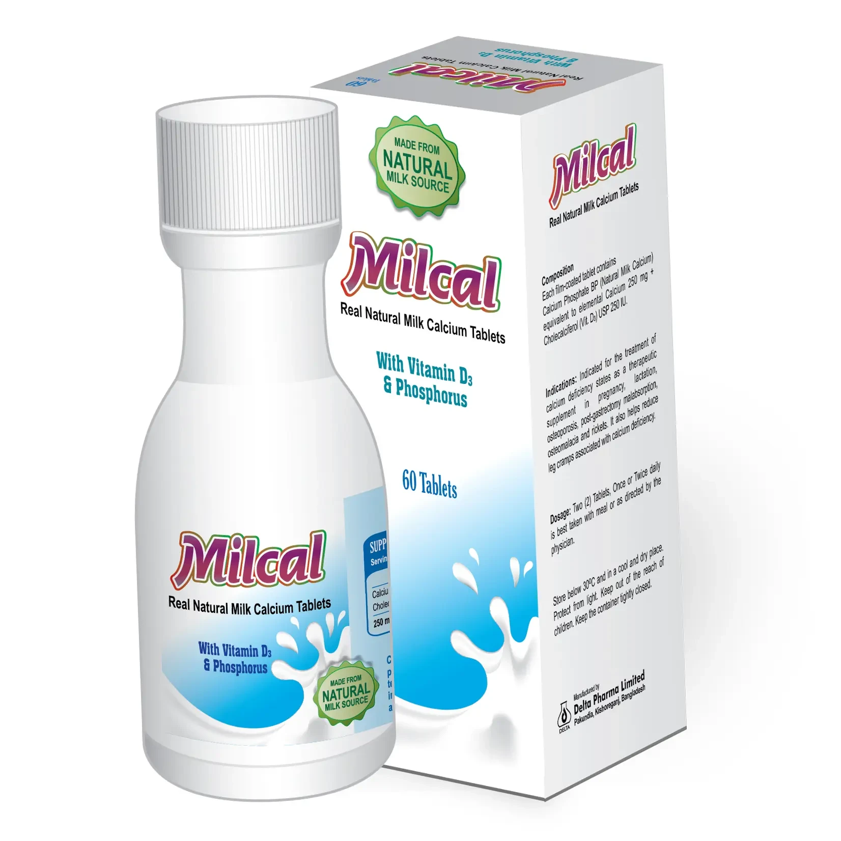 Pack Image: Milcal 250 mg Tablet (1 x 60)