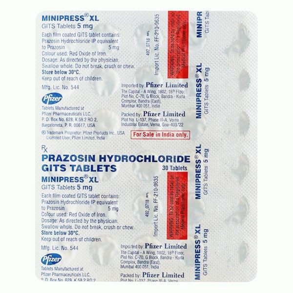 Pack Image: Minipress XL 5 mg Tablet (2 x 15)