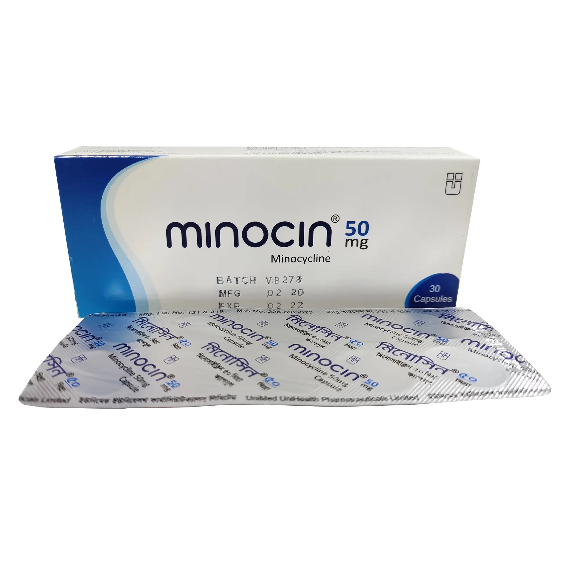 Pack Image: Minocin 50 mg Capsule (3 x 10)