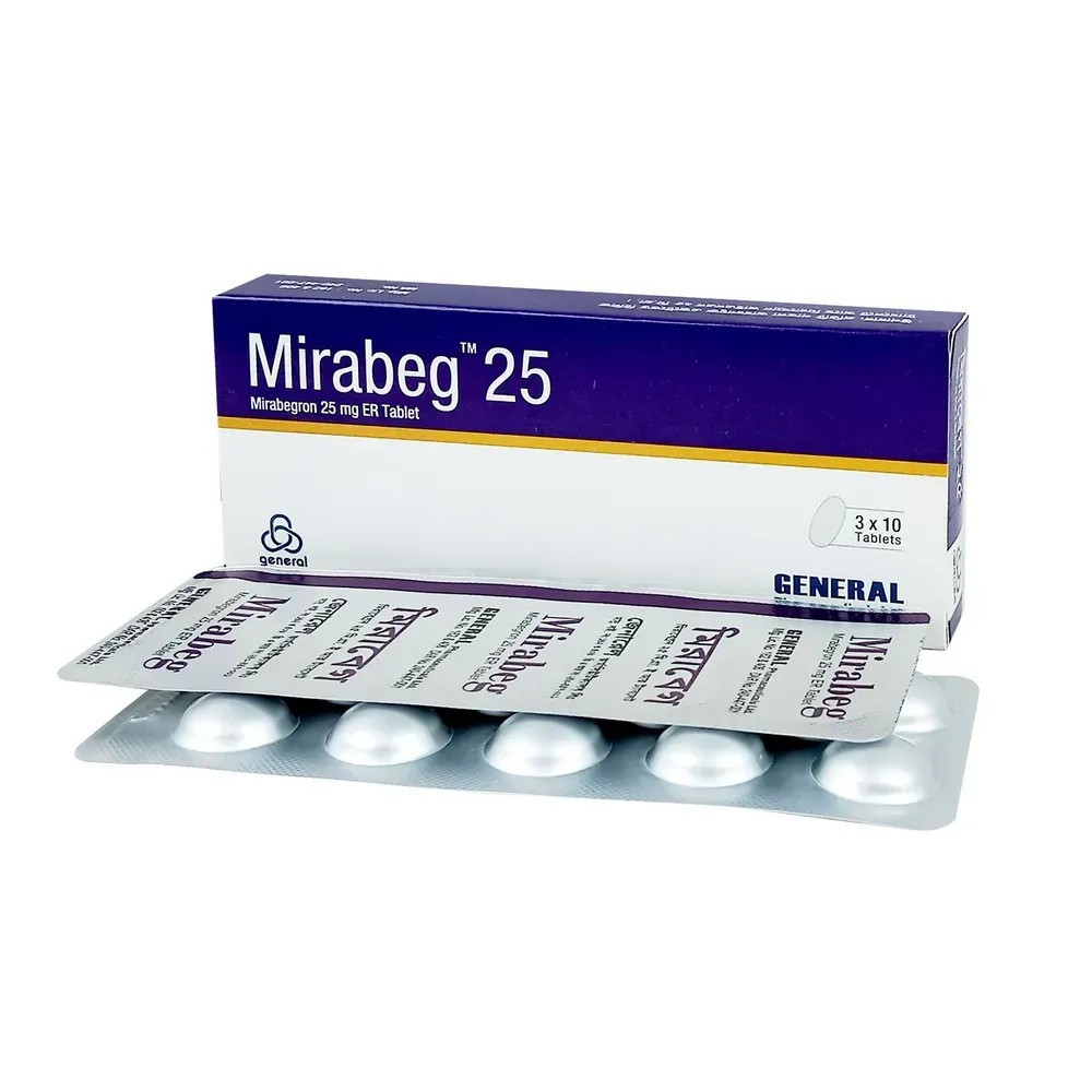 Pack Image: Mirabeg ER 25 mg Tablet (3 x 10)