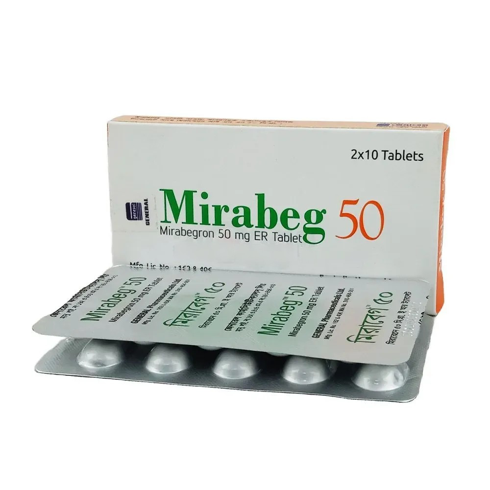 Pack Image: Mirabeg ER 50 mg Tablet (2 x 10)