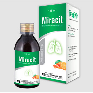 Pack Image: Miracit 7.5 mg Syrup (100 ml bottle)
