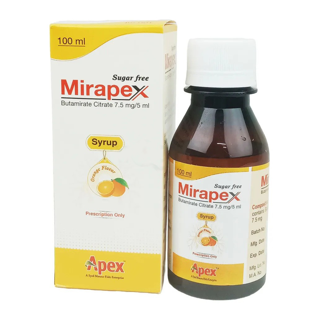 Pack Image: Mirapex 7.5 mg Syrup (100 ml bottle)