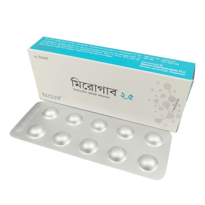 Pack Image: Mirogab 2.5 mg Tablet (3 x 10)