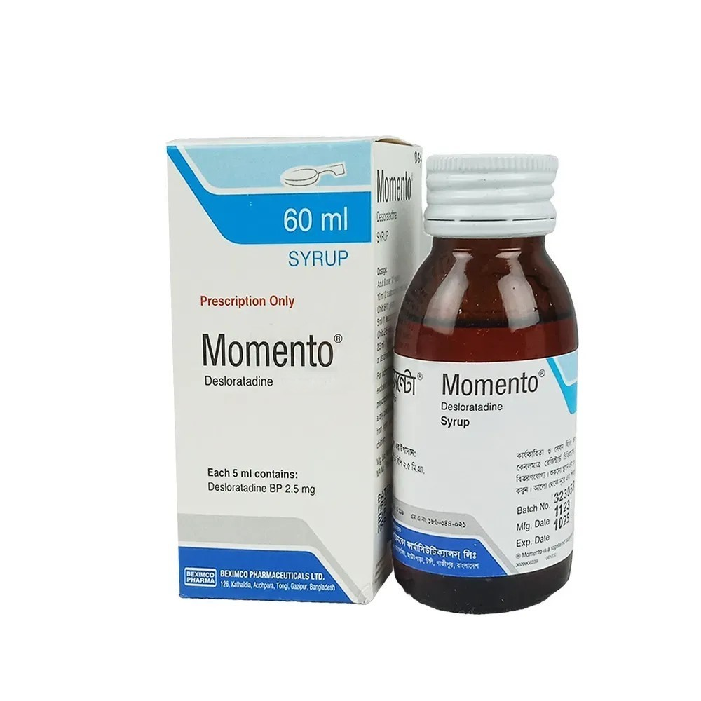Pack Image: Momento 2.5 mg Syrup (60 ml bottle)