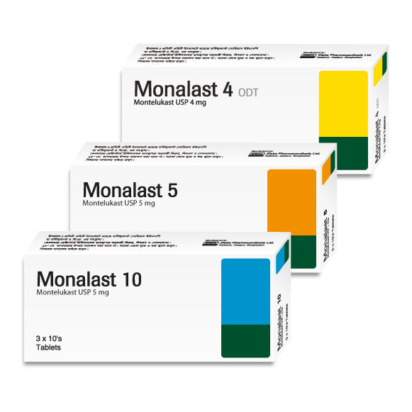 Pack Image: Monalast ODT 4 mg Tablet (3 x 10)