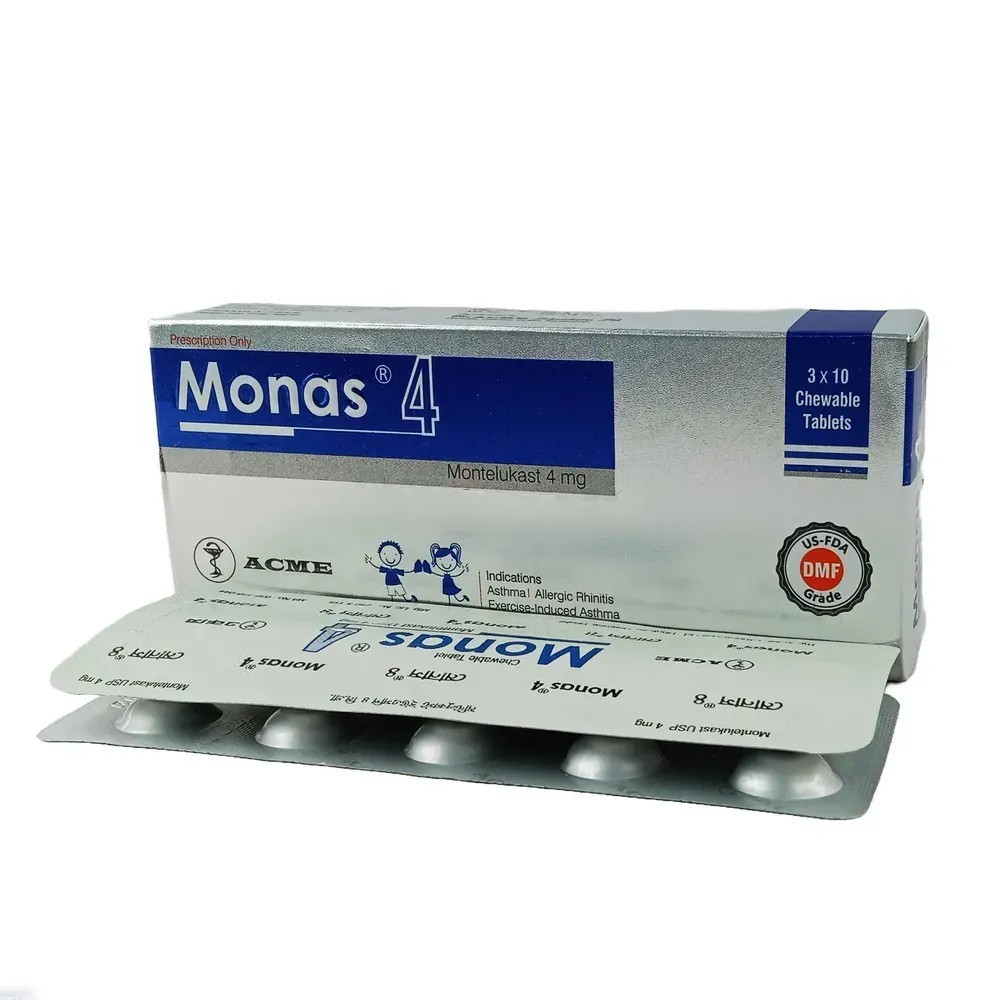 Pack Image: Monas 4 mg Chewable Tablet (3 x 10)