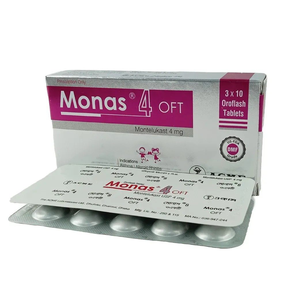 Pack Image: Monas OFT 4 mg Flash Tablet (3 x 15)