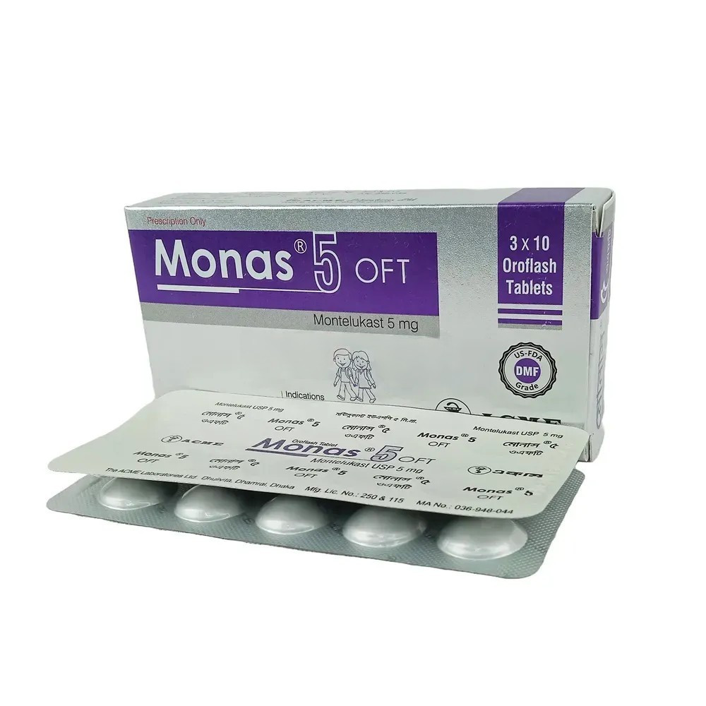 Pack Image: Monas OFT 5 mg Flash Tablet (3 x 15)