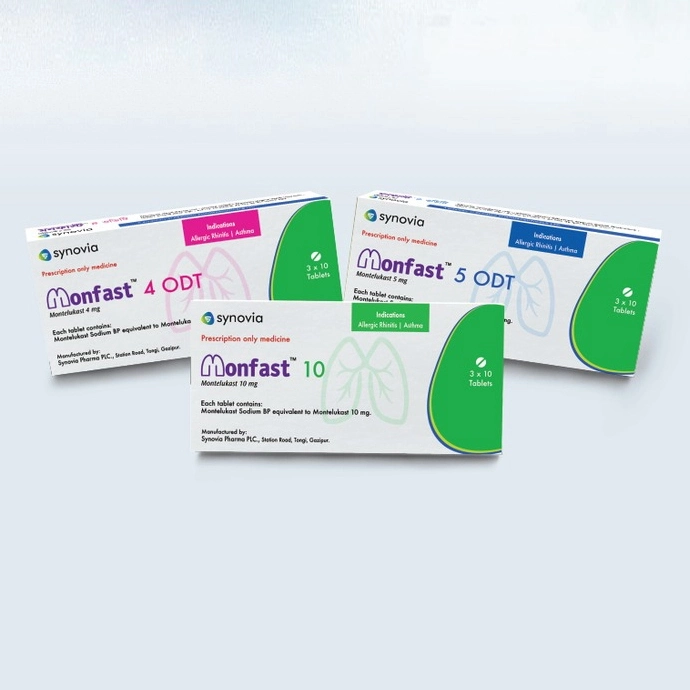 Pack Image: Monfast ODT 4 mg Tablet (3 x 10)