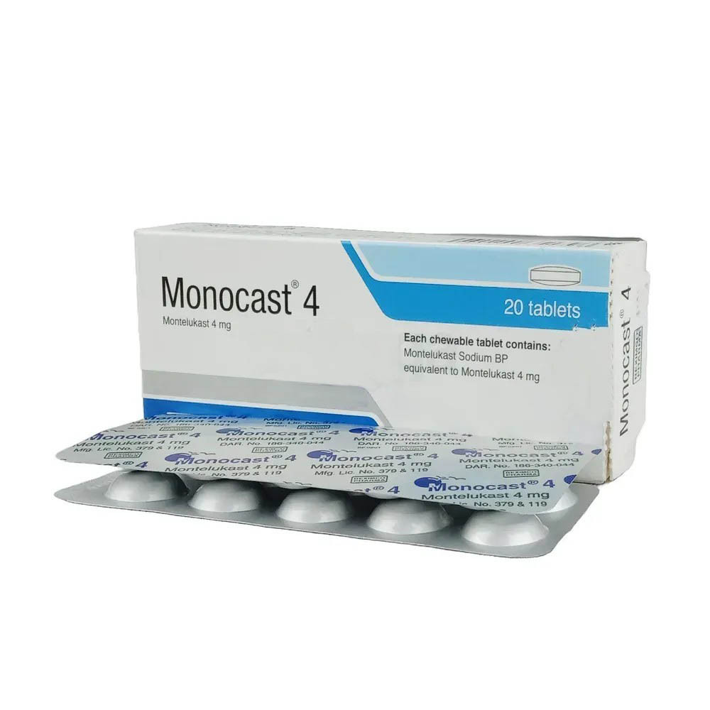 Pack Image: Monocast 4 mg Chewable Tablet (2 x 10)