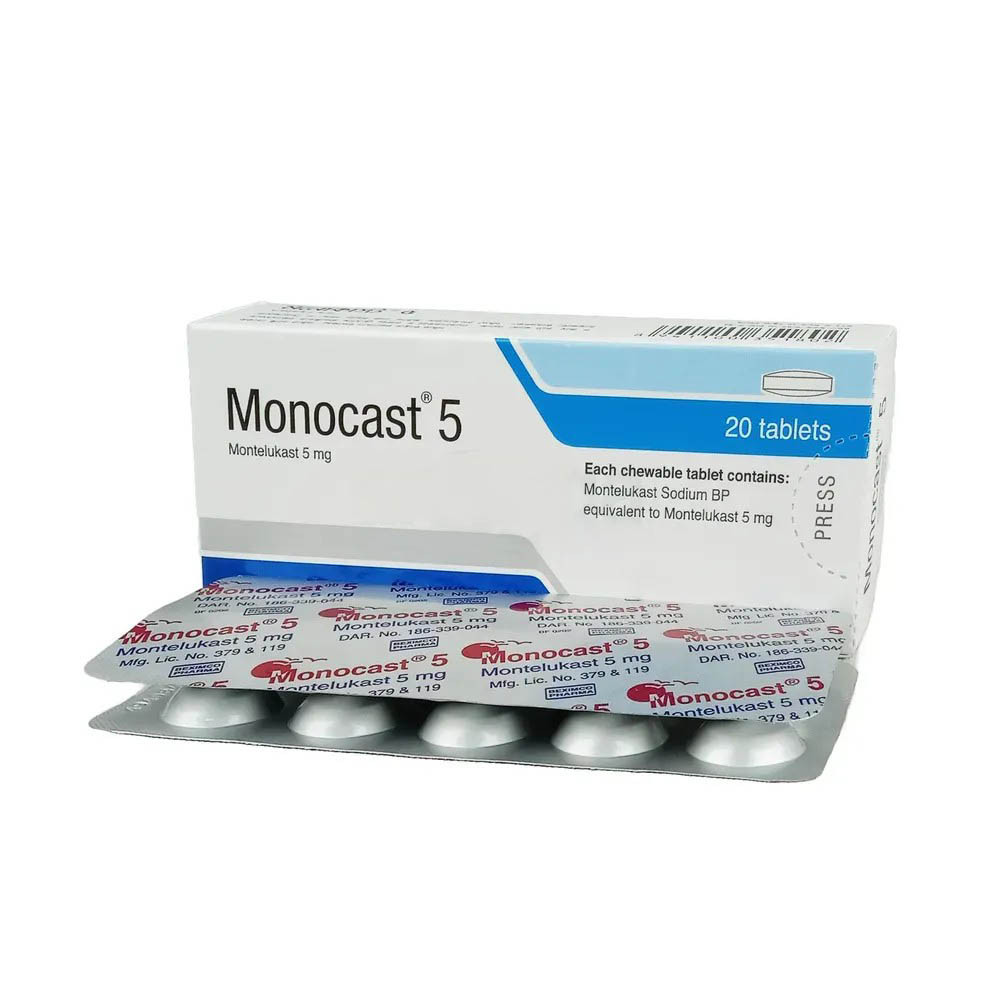 Pack Image: Monocast 5 mg Chewable Tablet (2 x 10)