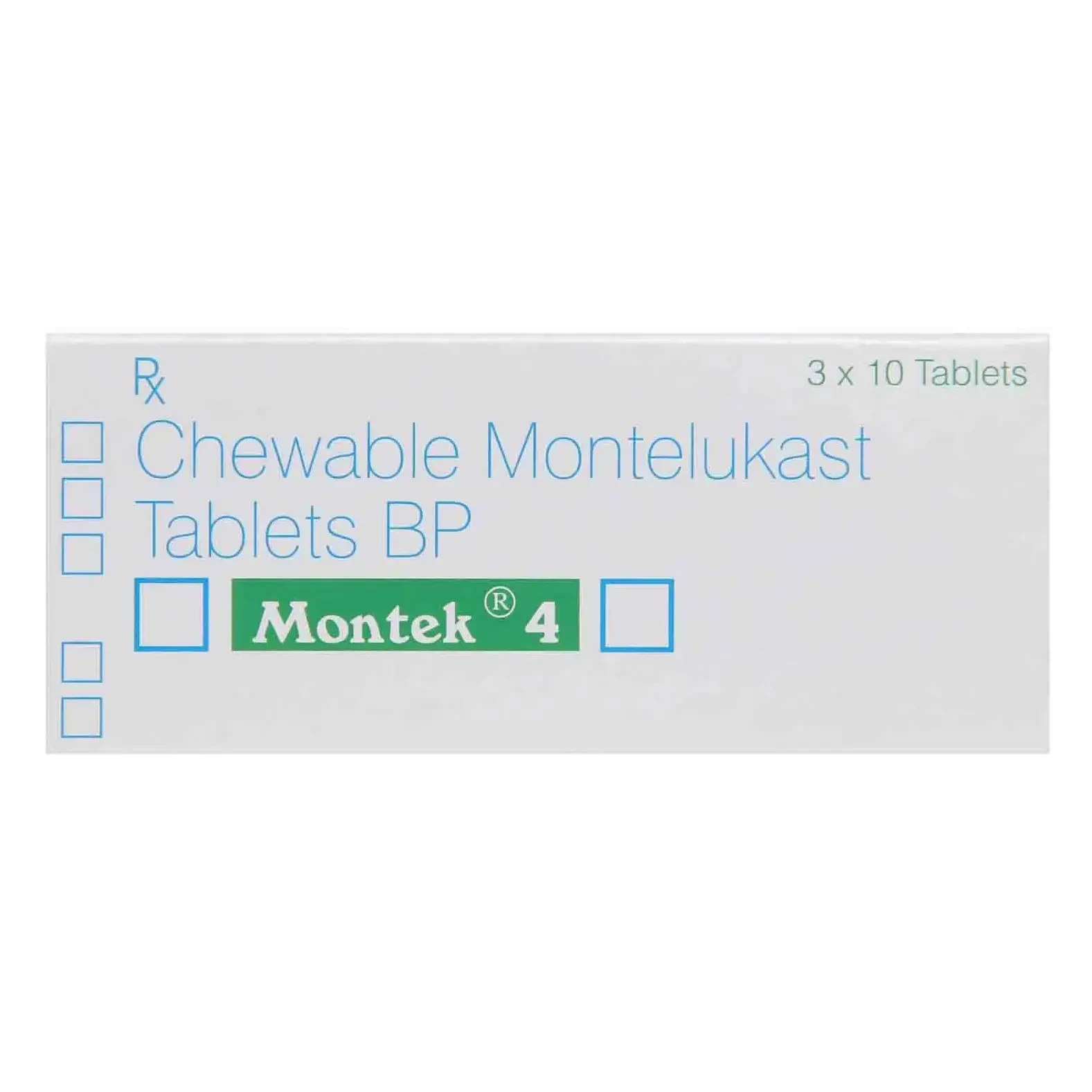 Pack Image: Montek 4 mg Chewable Tablet (3 x 10)