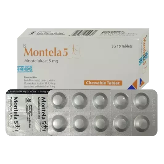 Pack Image: Montela 5 mg Chewable Tablet (3 x 10)
