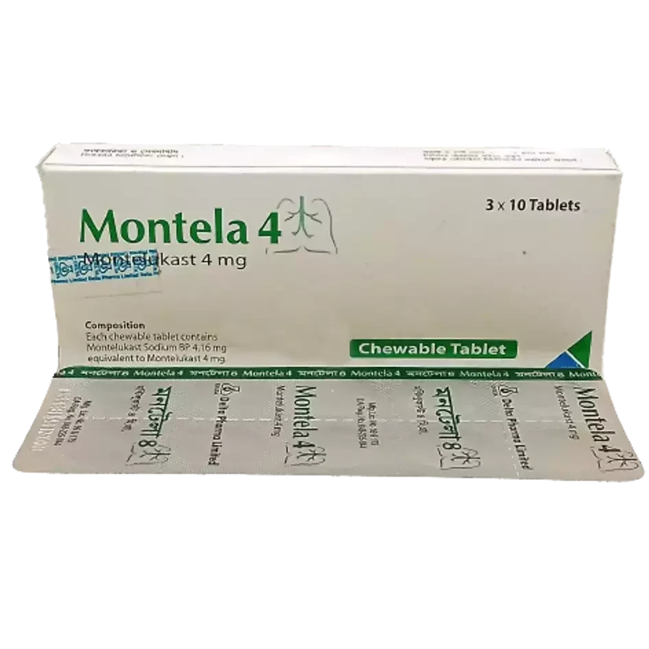 Pack Image: Montela 4 mg Chewable Tablet (3 x 10)