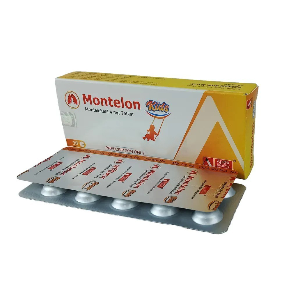 Pack Image: Montelon Kidz 4 mg Chewable Tablet (3 x 10)