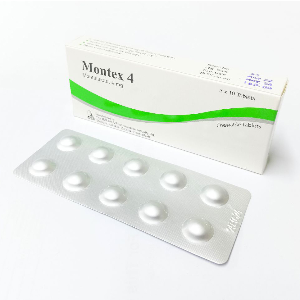 Pack Image: Montex 4 mg Chewable Tablet (3 x 10)