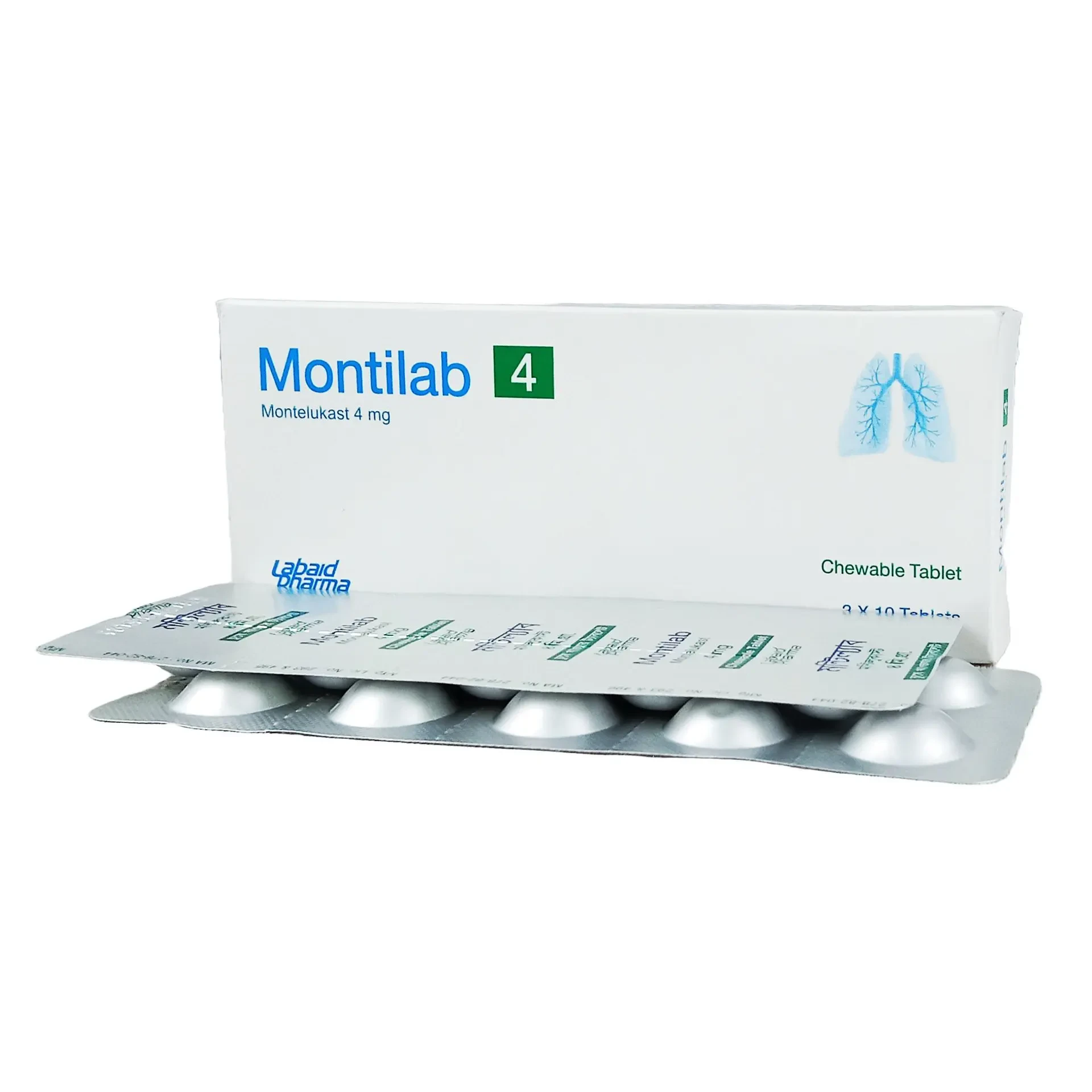 Pack Image: Montilab 4 mg Chewable Tablet (3 x 10)
