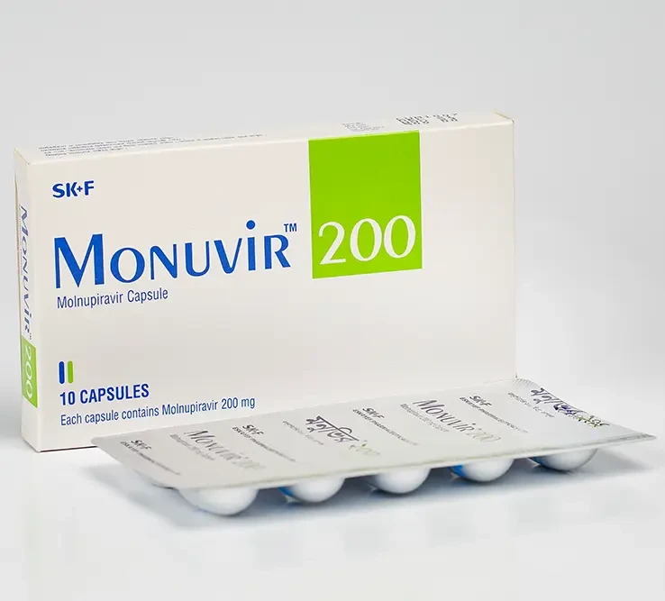 Pack Image: Monuvir 200 mg Capsule (1 x 10)