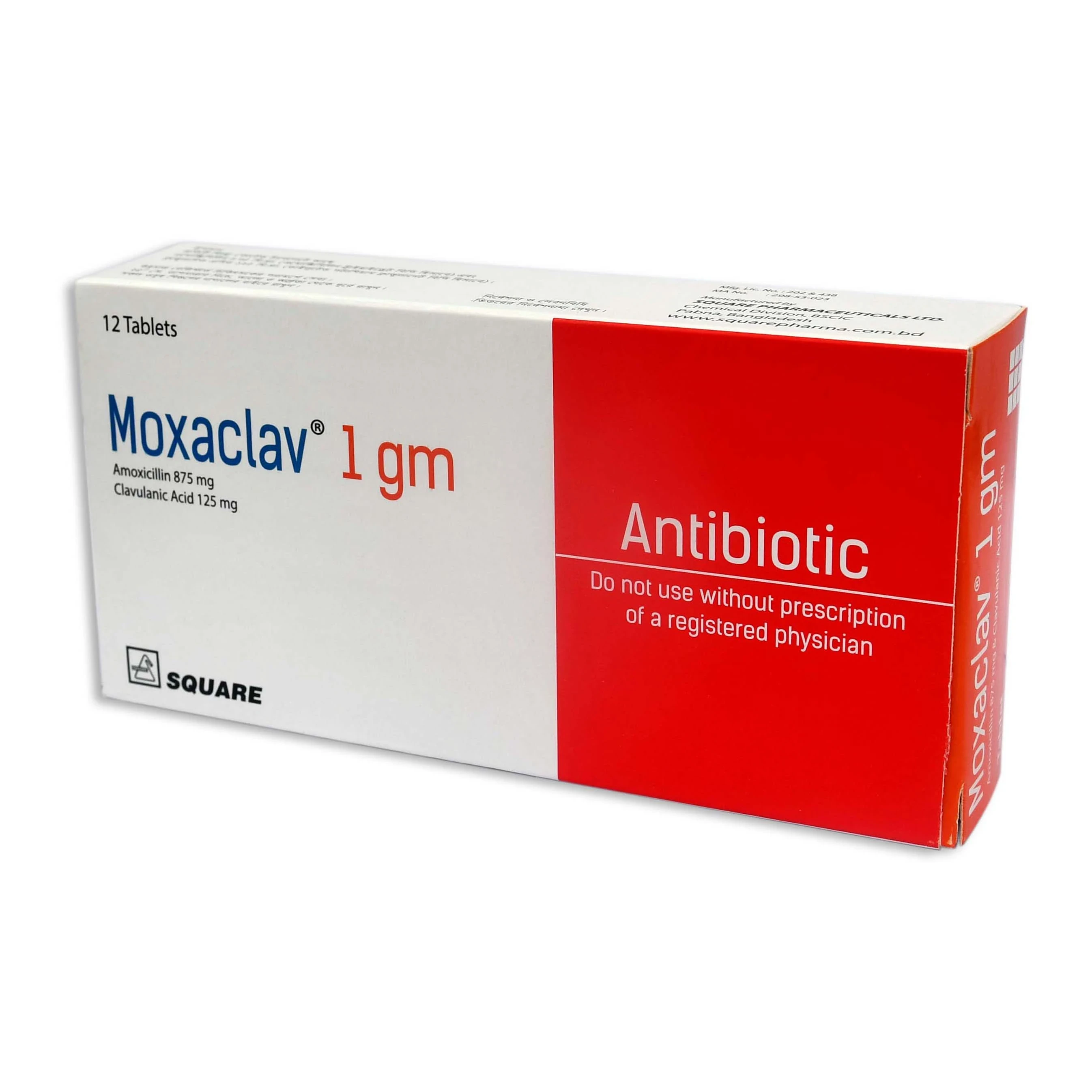 Pack Image: Moxaclav 875 mg Tablet (2 x 6)