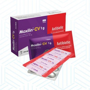 Pack Image: Moxilin-CV 875 mg Tablet (2 x 7)