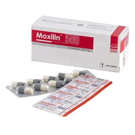 Pack Image: Moxilin 500 mg Capsule (5 x 10)