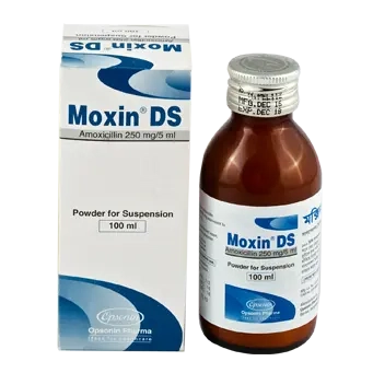Pack Image: Moxin DS 250 mg Suspension (100 ml bottle)
