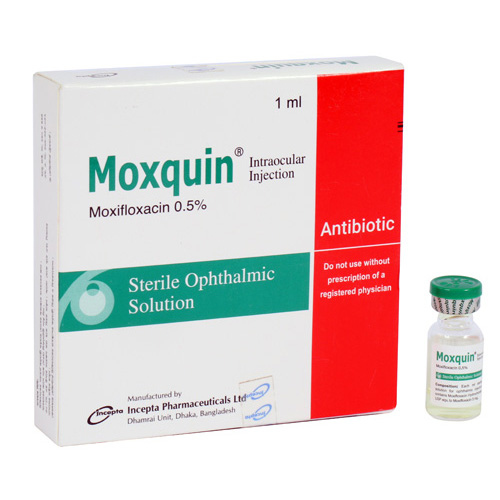 Pack Image: Moxquin 0.5% Intraocular Injection (1 ml vial)