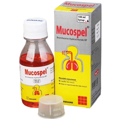 Pack Image: Mucospel 4 mg Syrup (100 ml bottle)