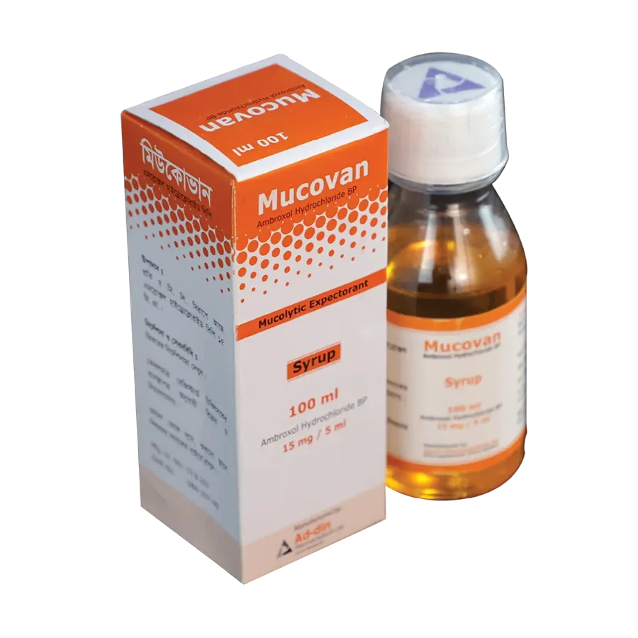 Pack Image: Mucovan 15 mg Syrup (100 ml bottle)