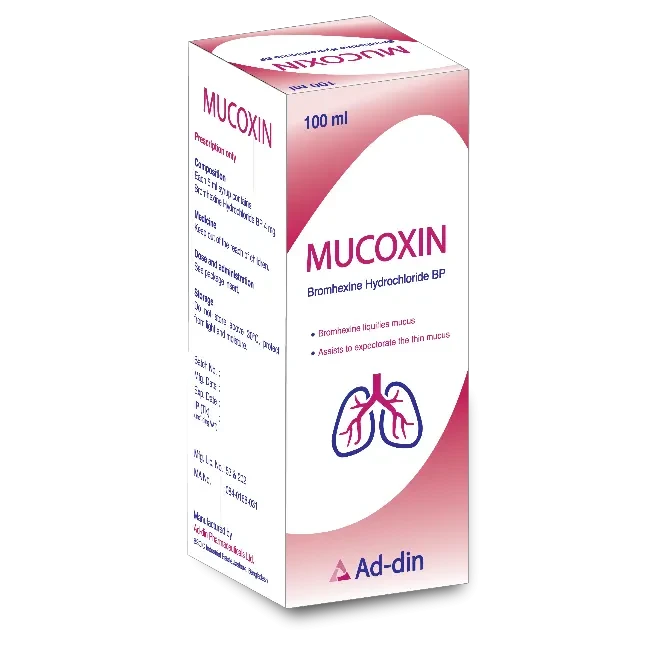 Pack Image: Mucoxin 4 mg Syrup (100 ml bottle)