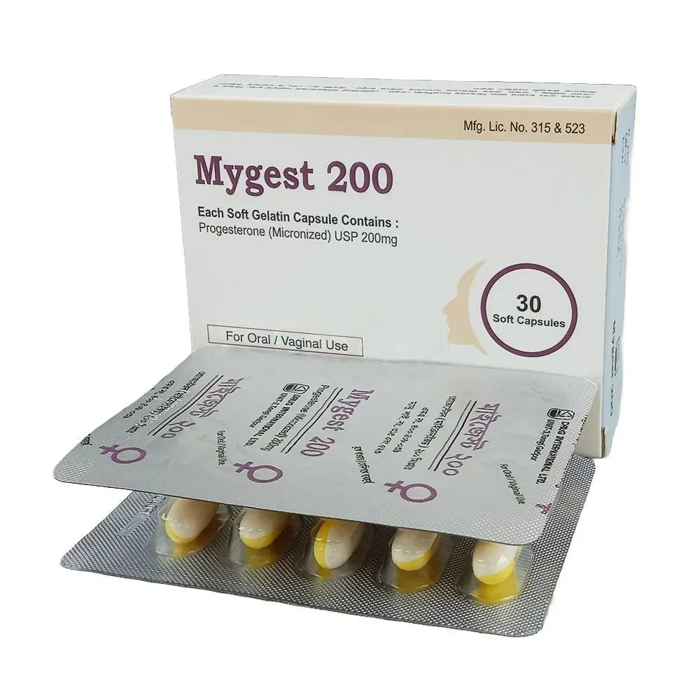 Pack Image: Mygest 200 mg Capsule (3 x 10)